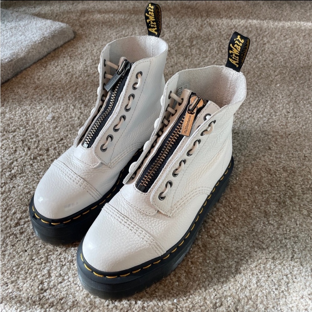 Dr. Martens Sinclair Milled Nappa Leather Platform White Boots